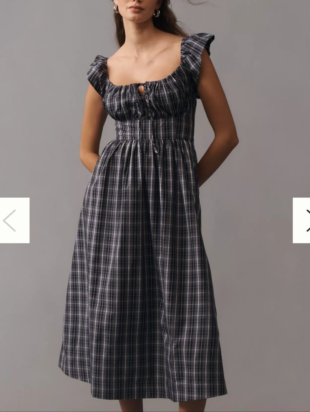Anthropologie Flutter Sleeve Square Neck Midi Dress